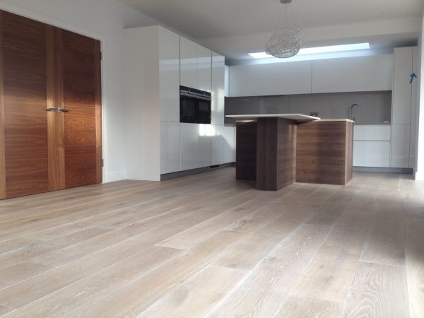 Oak flooring with white oil finish