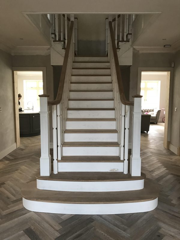 Smoked and White oiled Herringbone Oak